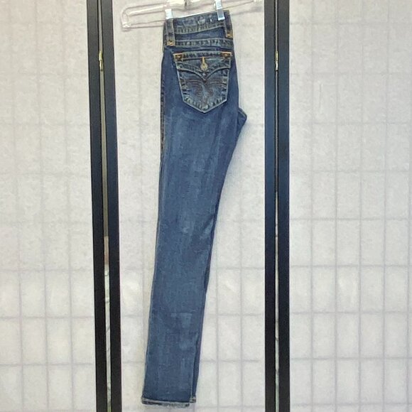 Low Rise Light Distress Jessica Straight Faded Denim Jeans 25 Rock Revival - Picture 7 of 16